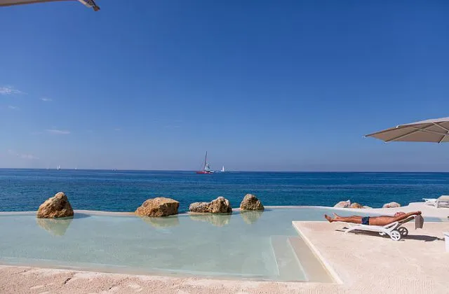Tracadero Beach Resort pool with sea view caribbean